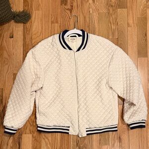 Quilted White Bomber Jacket